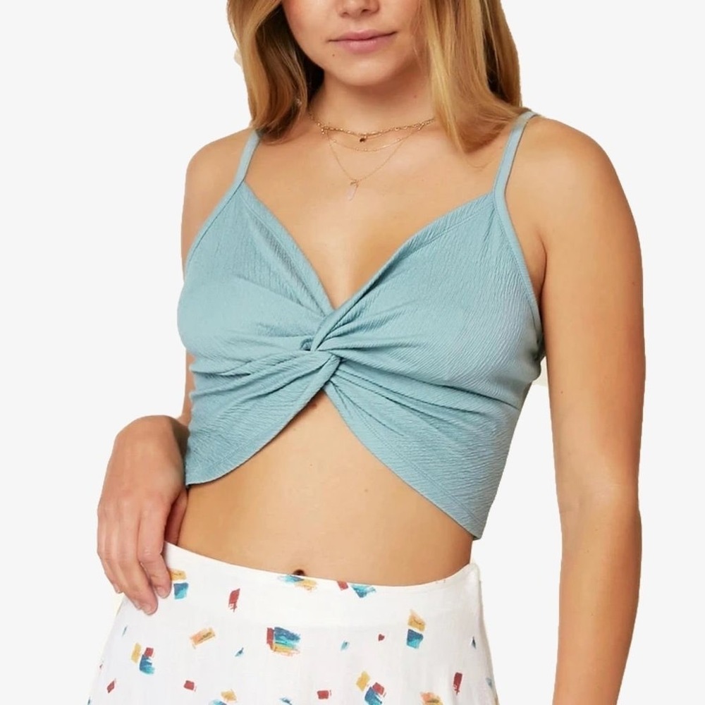 O'Neill Blue Twist Front Crop‎ Top Sleeveless Casual Tank Top Women's